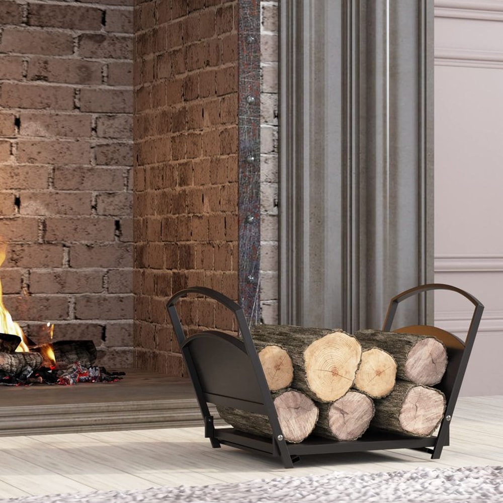 Heavy Duty Steel Fireplace Log Holder Folding Firewood Rack for Indoor & Outdoor Storage