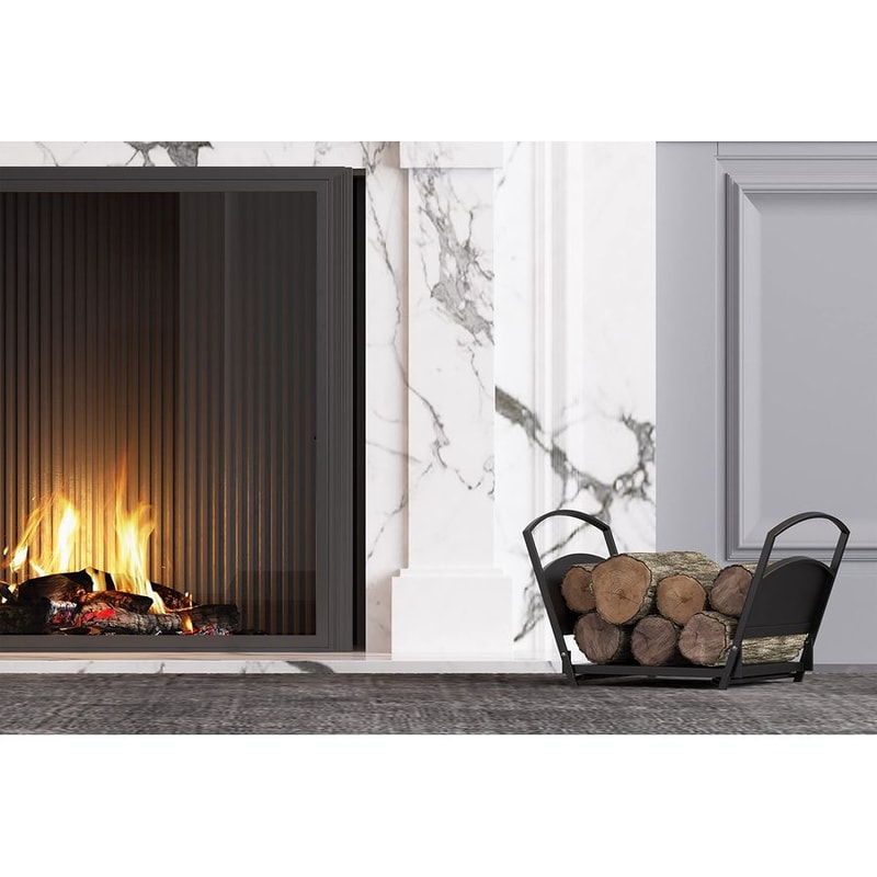 Heavy Duty Steel Fireplace Log Holder Folding Firewood Rack for Indoor & Outdoor Storage