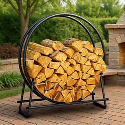 firewood rack heavy duty, rust resistant steel for efficient wood storage