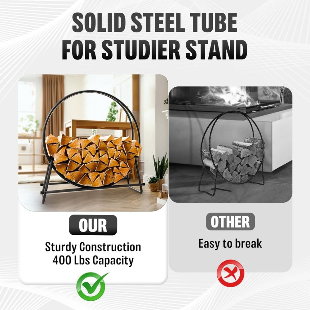 Firewood Rack Heavy Duty, Rust Resistant Steel for Efficient Wood Storage