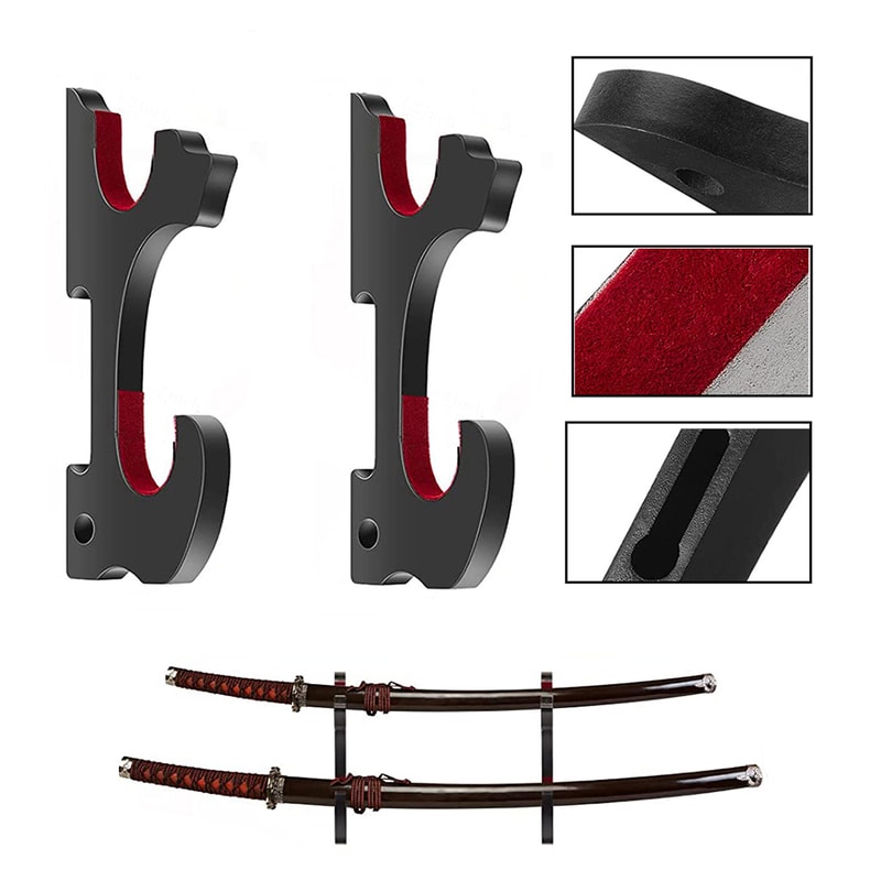 Velvet Padded Wooden Sword Stand Adjustable Tier Hanger for Katana & Wakizashi