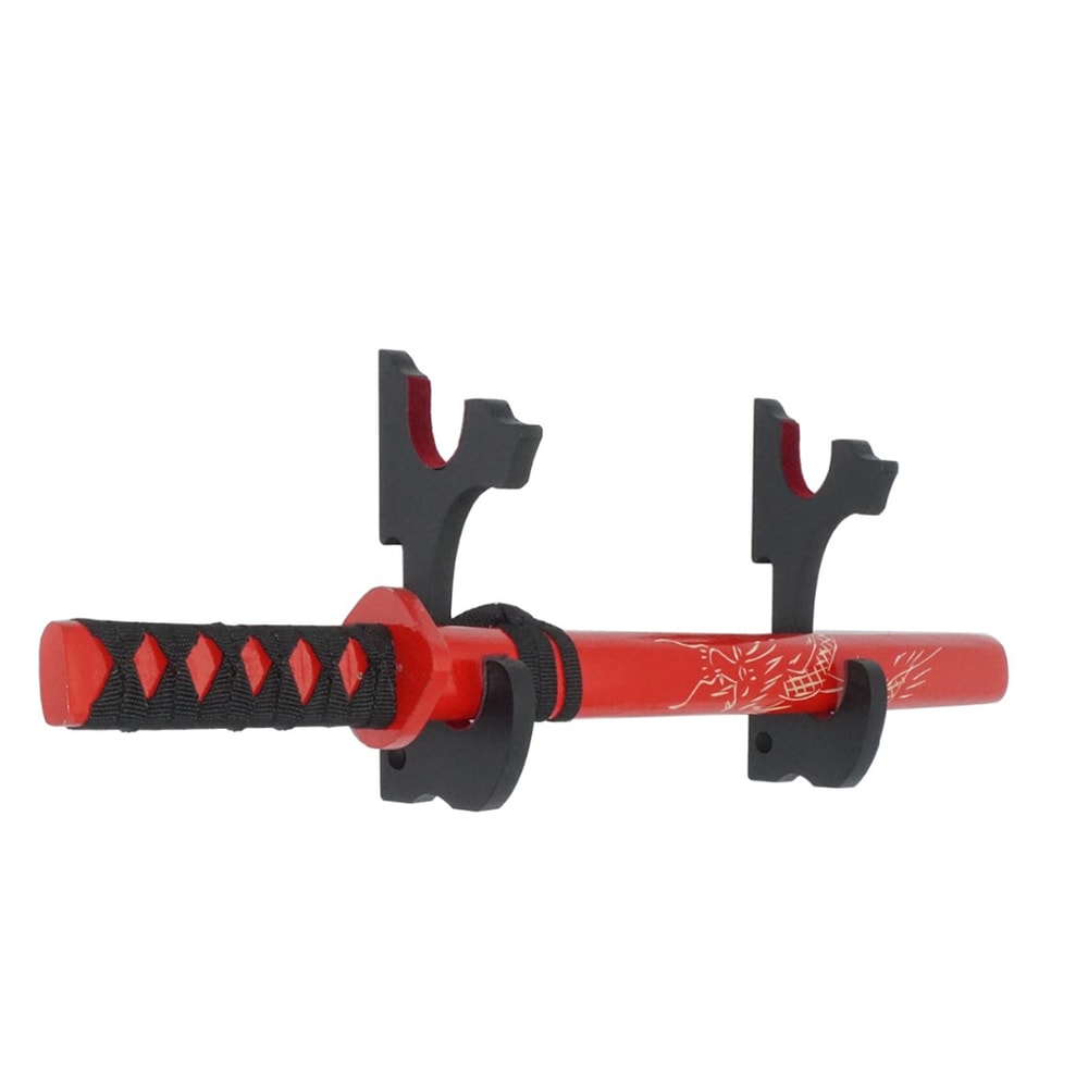 Velvet Padded Wooden Sword Stand Adjustable Tier Hanger for Katana & Wakizashi