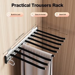 rod side mounted trousers hanger pull-out pants rack with flocked bars for easy storage and organization
