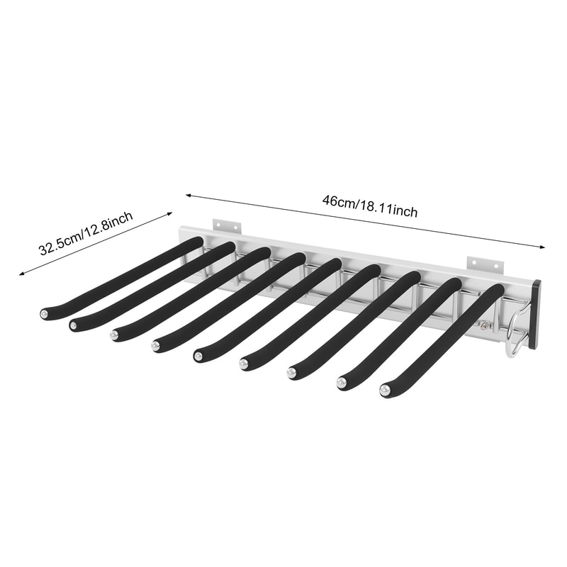 Rod Side Mounted Trousers Hanger PullOut Pants Rack With Flocked Bars For Easy Storage And Organiza 6