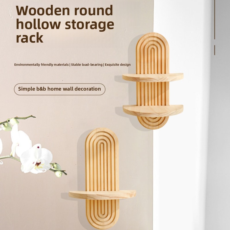 Bohemian Solid Wood Wall Shelves Decorative Spice Organizer For Bedroom Living Room Or Kitchen 3