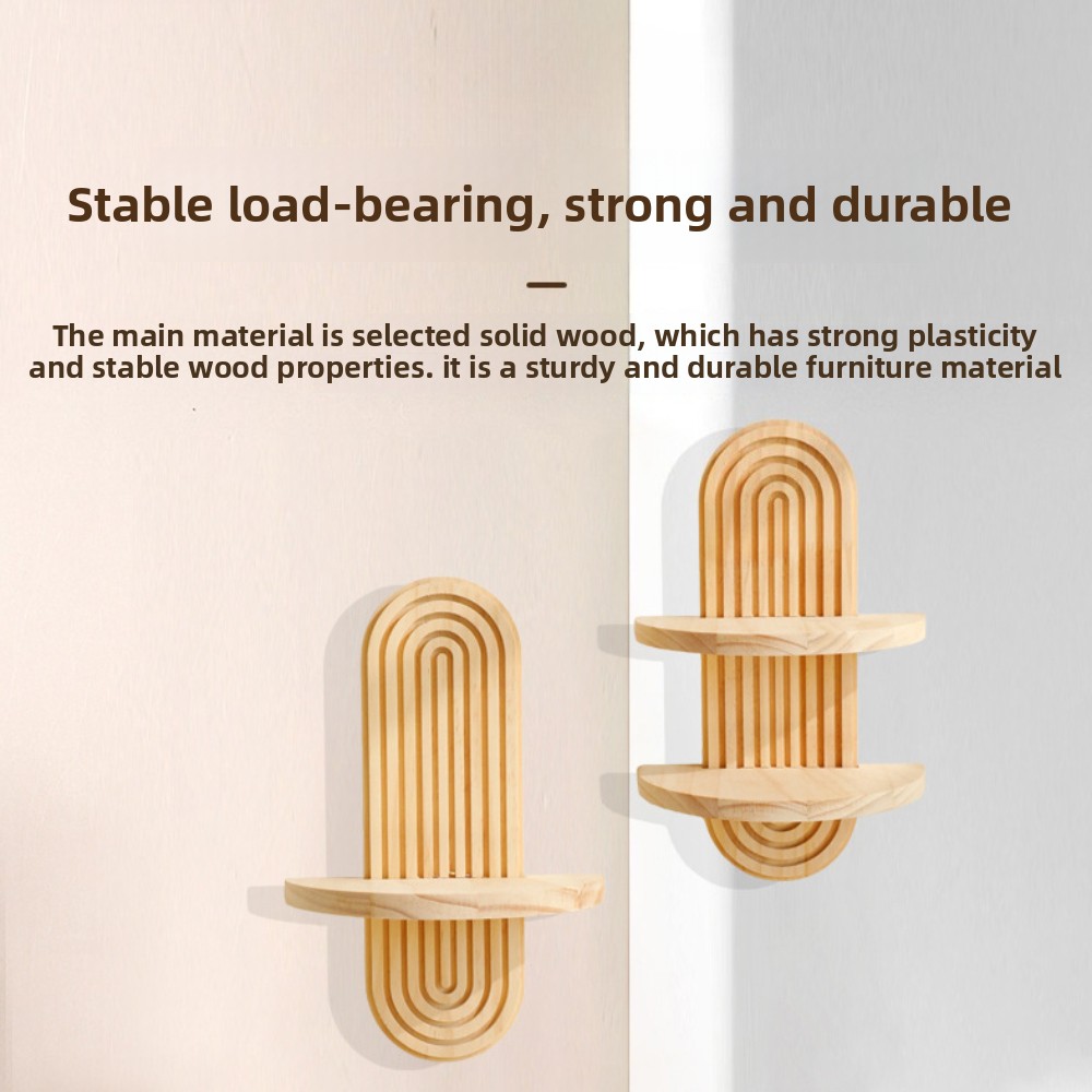 Bohemian Solid Wood Wall Shelves Decorative Spice Organizer For Bedroom Living Room Or Kitchen 4