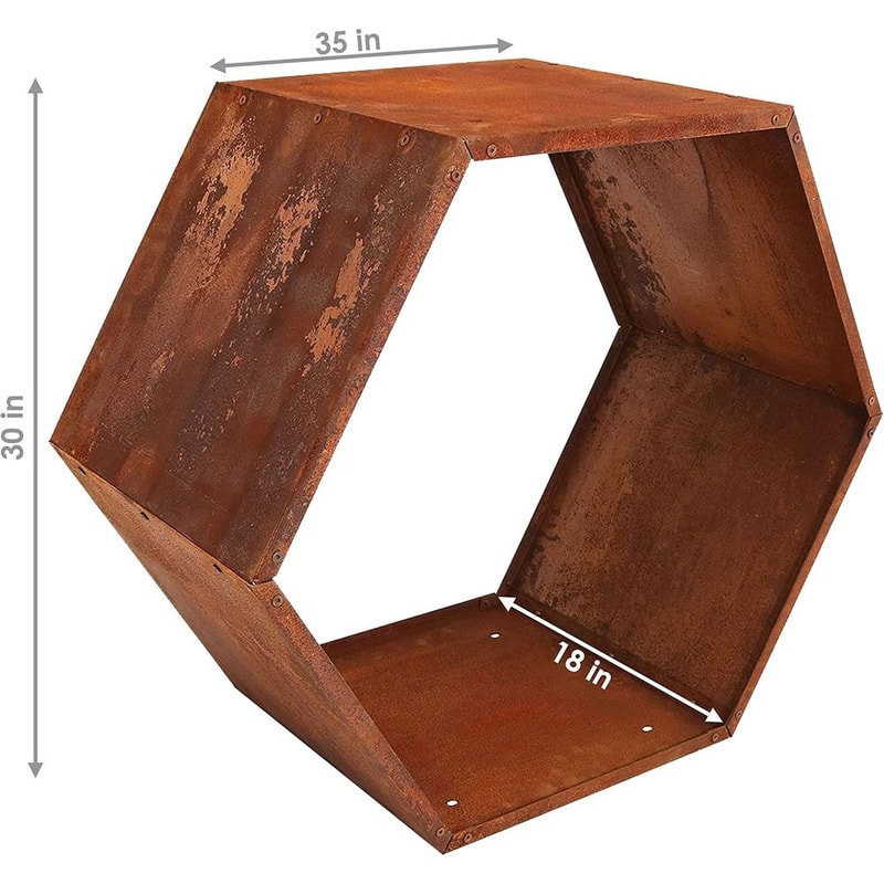 Rustic Hexagonal Steel Firewood Storage Rack Durable Outdoor Log Holder