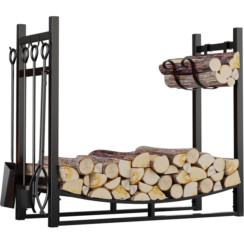 Beauty Log Rack with Kindling Holder & Firewood Storage Includes Tools