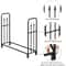 Arrow Style Iron Log Rack for Fireplace Storage Tall, Black Sand Finish, Indoor/Outdoor Firewood Holder