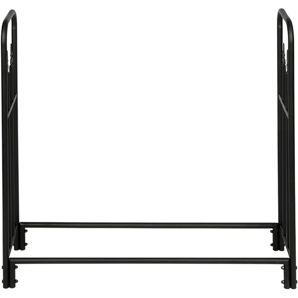 Arrow Style Iron Log Rack for Fireplace Storage Tall, Black Sand Finish, Indoor/Outdoor Firewood Holder