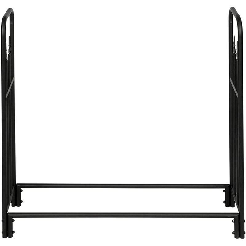 Arrow Style Iron Log Rack for Fireplace Storage Tall, Black Sand Finish, Indoor/Outdoor Firewood Holder