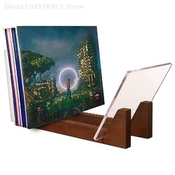 modern solid wood vinyl record storage & desktop album display stand