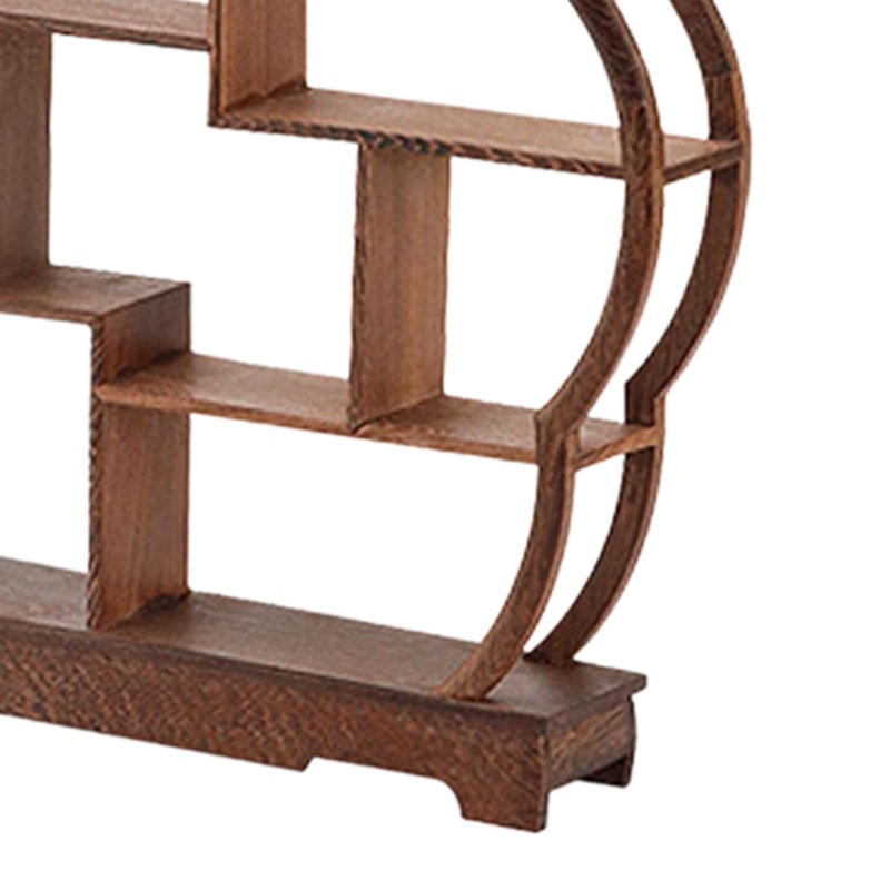 Vintage Wooden Countertop Display Cabinet with Glass Door and Tier Storage