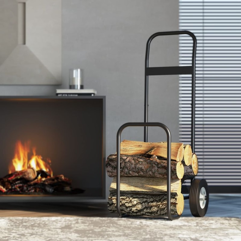 Heavy Duty Firewood Log Cart with All Terrain Rubber Wheels Indoor & Outdoor Wood Mover