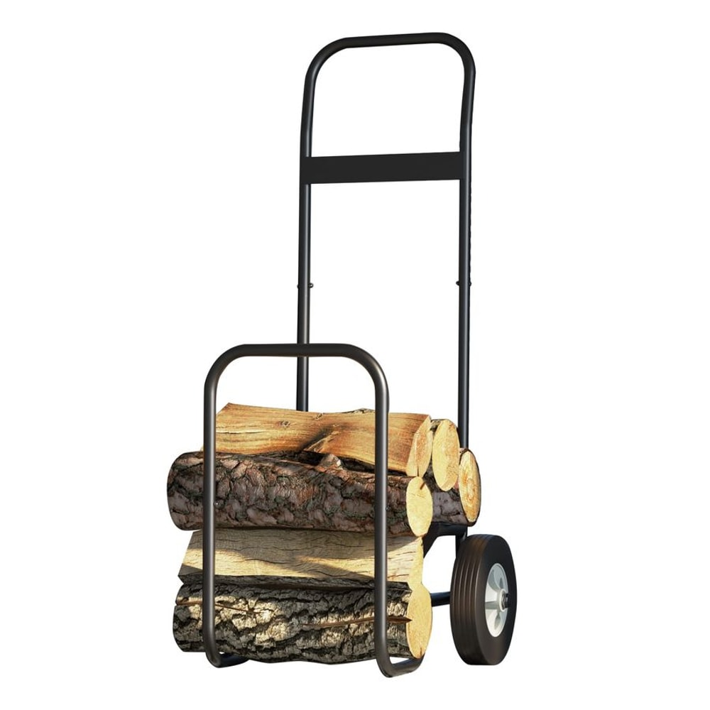 Heavy Duty Firewood Log Cart with All Terrain Rubber Wheels Indoor & Outdoor Wood Mover