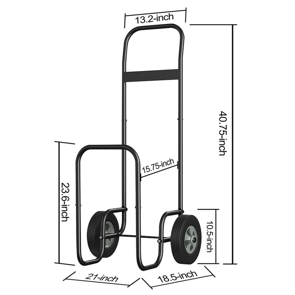 Heavy Duty Firewood Log Cart with All Terrain Rubber Wheels Indoor & Outdoor Wood Mover