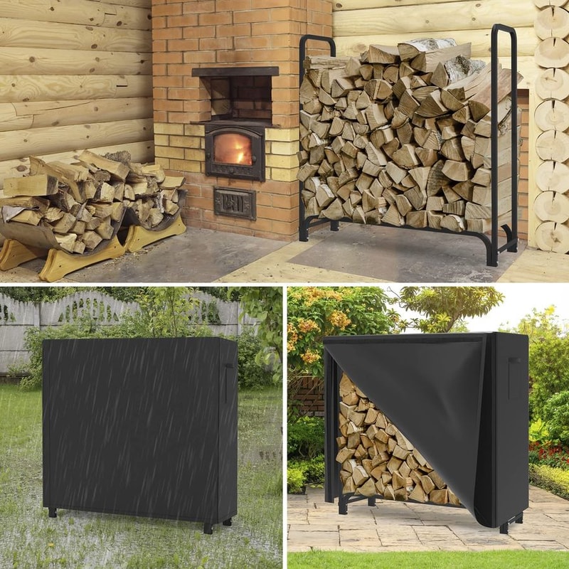 Heavy Duty Firewood Log Rack with Waterproof Oxford Cover