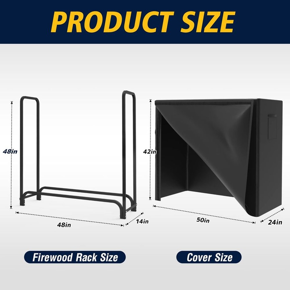 Heavy Duty Firewood Log Rack with Waterproof Oxford Cover