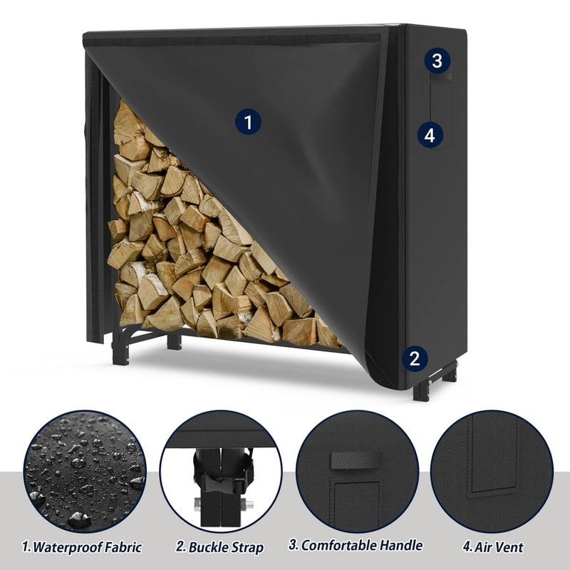 Heavy Duty Firewood Log Rack with Waterproof Oxford Cover
