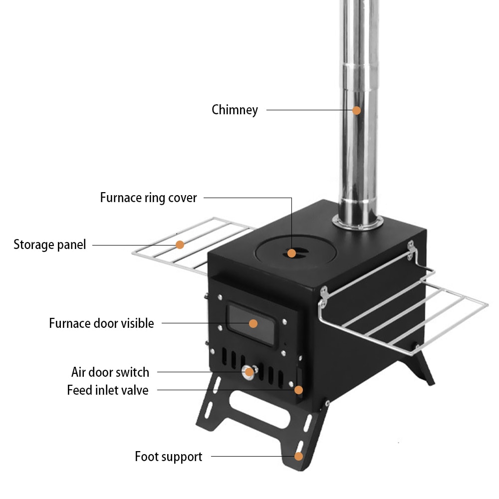 Portable Stainless Steel Wood Burning Stove With Fire Window 3