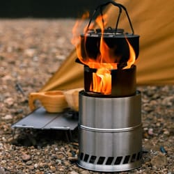 portable stainless steel folding camping stove with carry bag