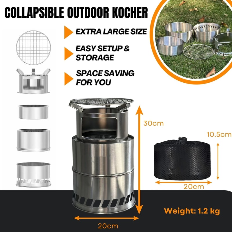 Portable Stainless Steel Folding Camping Stove With Carry Bag 1