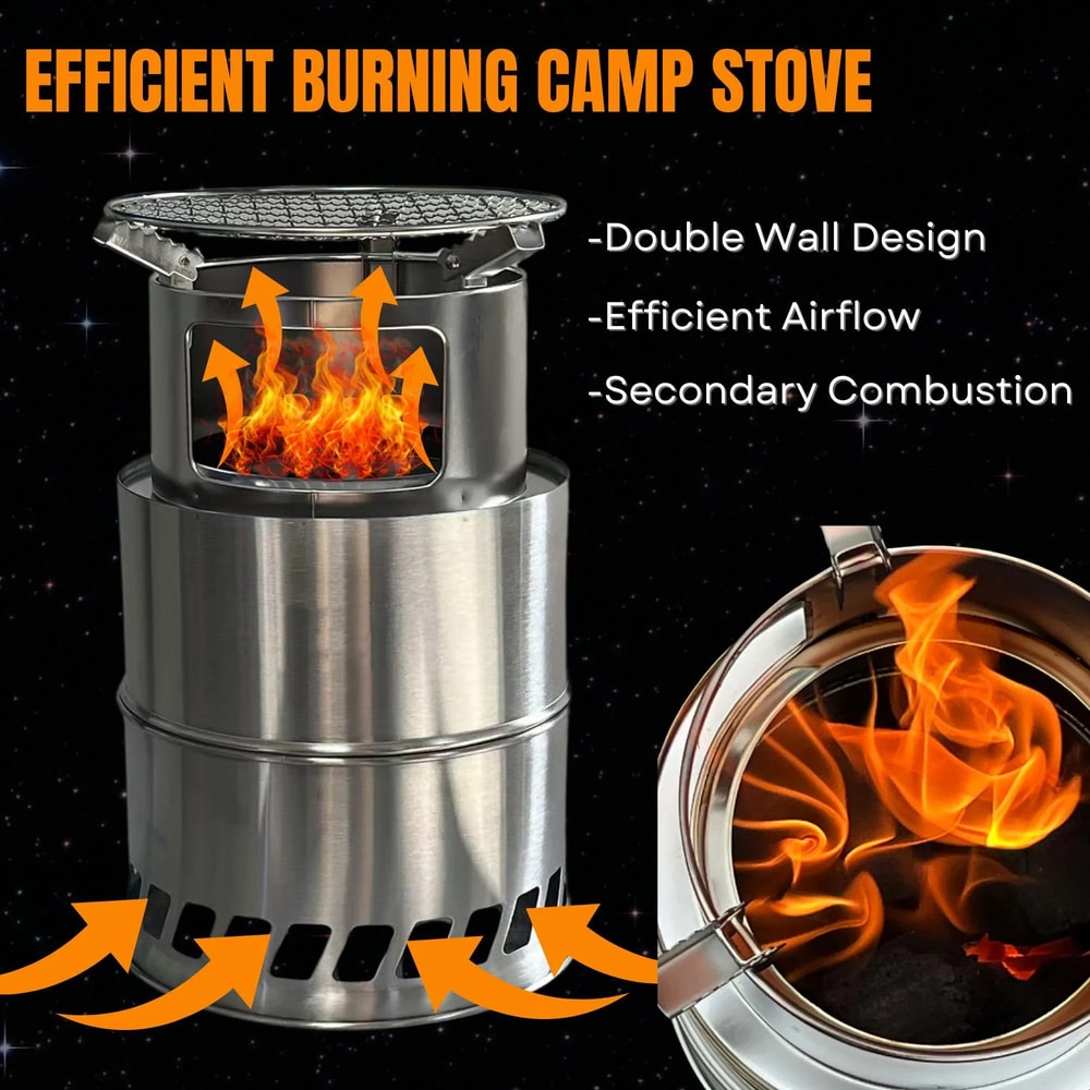 Portable Stainless Steel Folding Camping Stove With Carry Bag 2