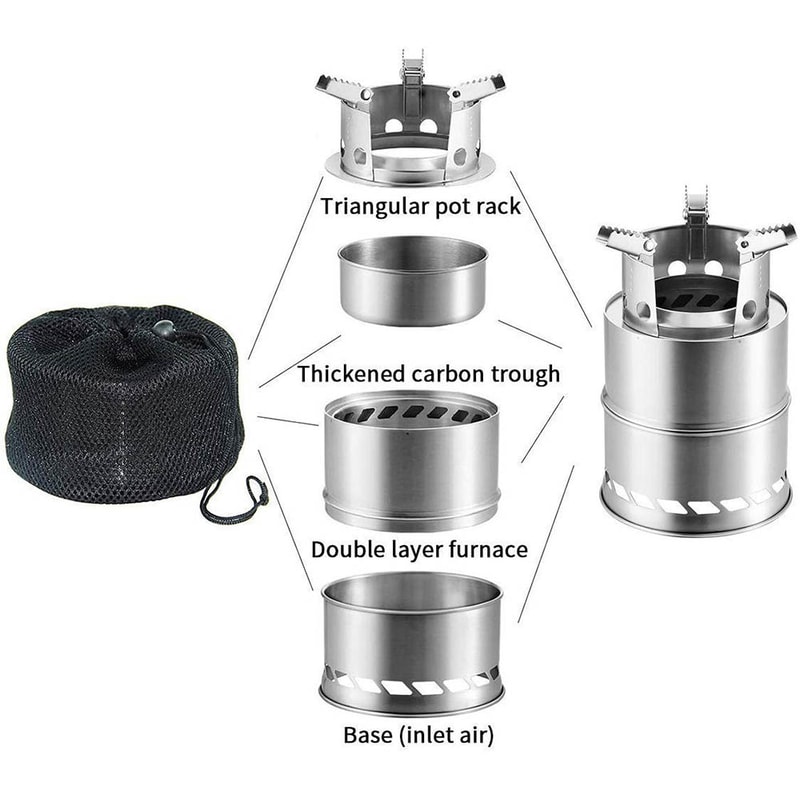 Portable Camping Stove Lightweight Wood Burning Backpacking Cooker