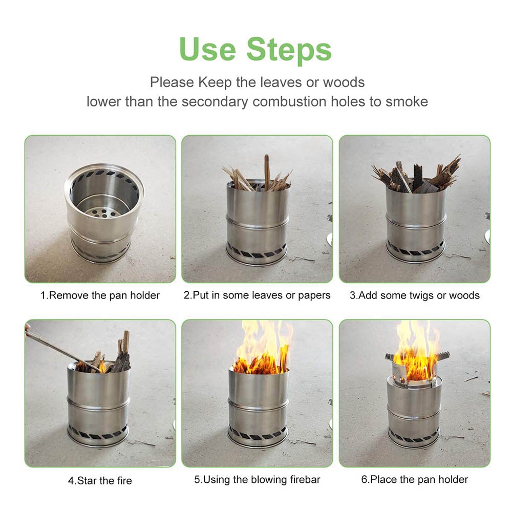 Portable Camping Stove Lightweight Wood Burning Backpacking Cooker