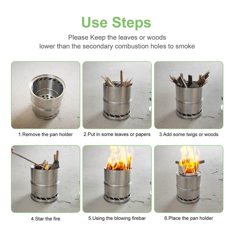Portable Camping Stove Lightweight Wood Burning Backpacking Cooker