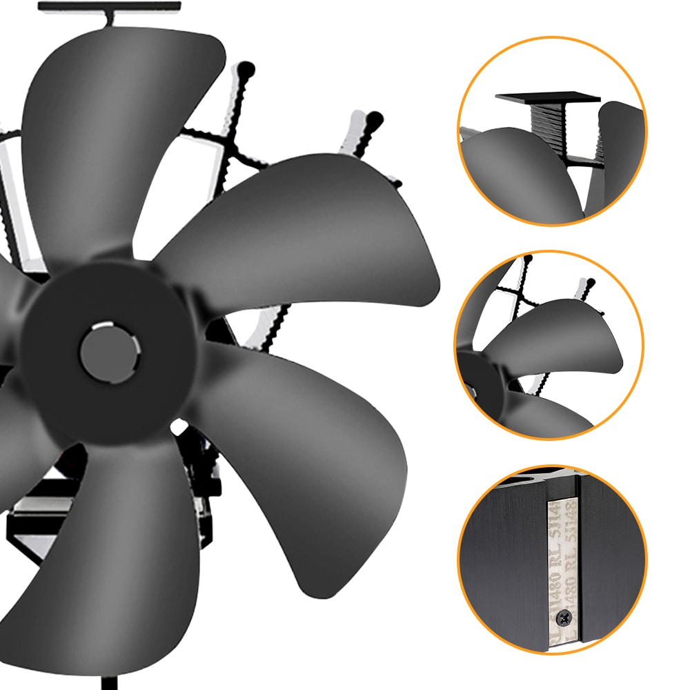 Blade Heat Powered Stove Fan for Fireplace & Wood Stove Silent Eco Heat Circulator