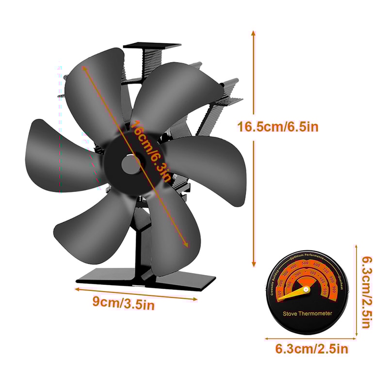 Blade Heat Powered Stove Fan for Fireplace & Wood Stove Silent Eco Heat Circulator