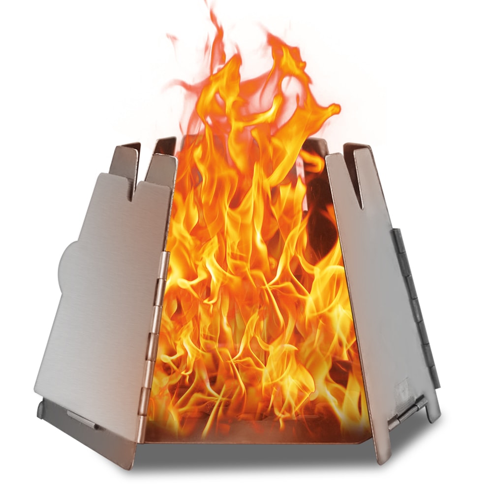 Portable Camping Wood Stove Stainless Steel Folding Backpacking Stove for Outdoor Cooking