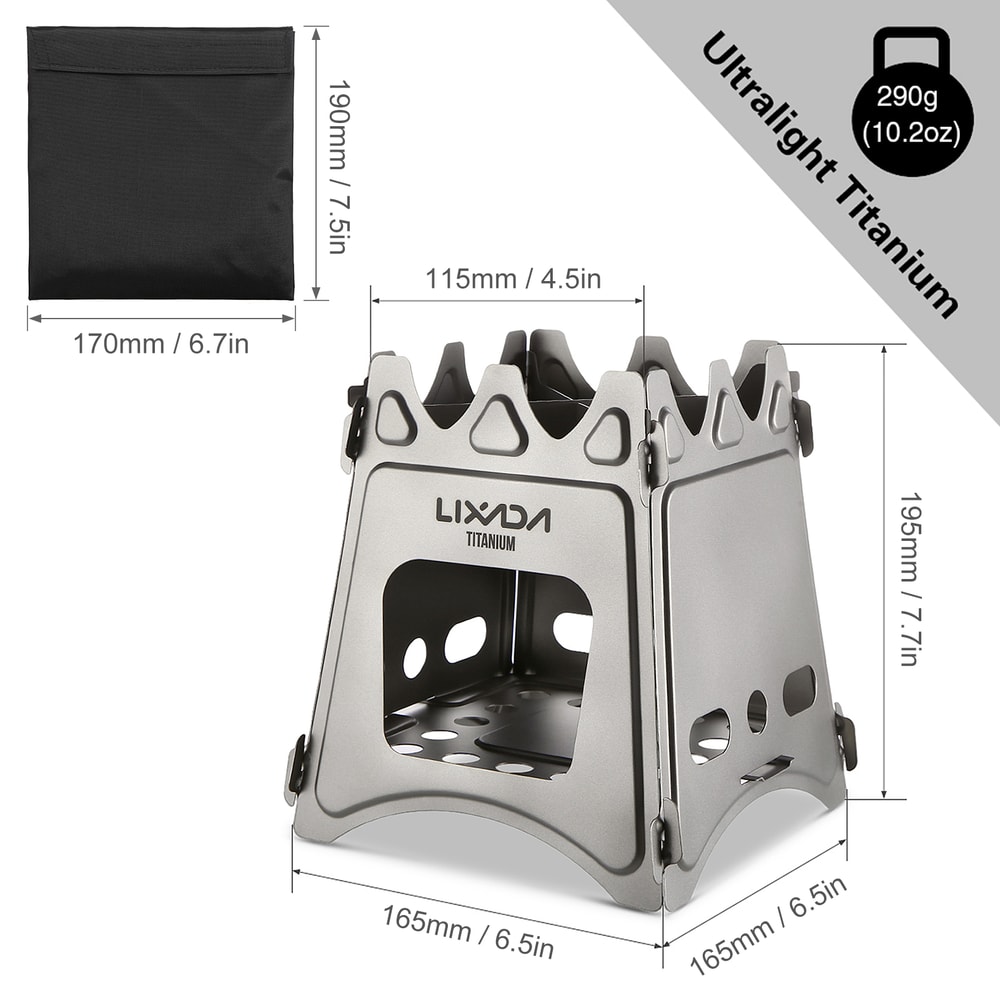 Titanium Portable Wood Stove Folding Backpacking Camping Stove 2