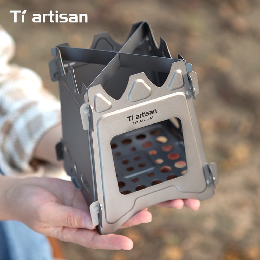 Titanium Camping Stove Portable Wood Burner Ultralight Foldable Backpacking Gear 1