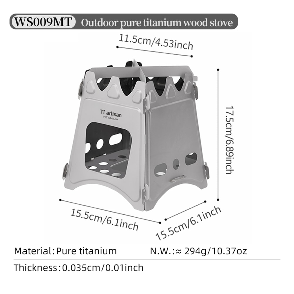 Titanium Camping Stove Portable Wood Burner Ultralight Foldable Backpacking Gear 7