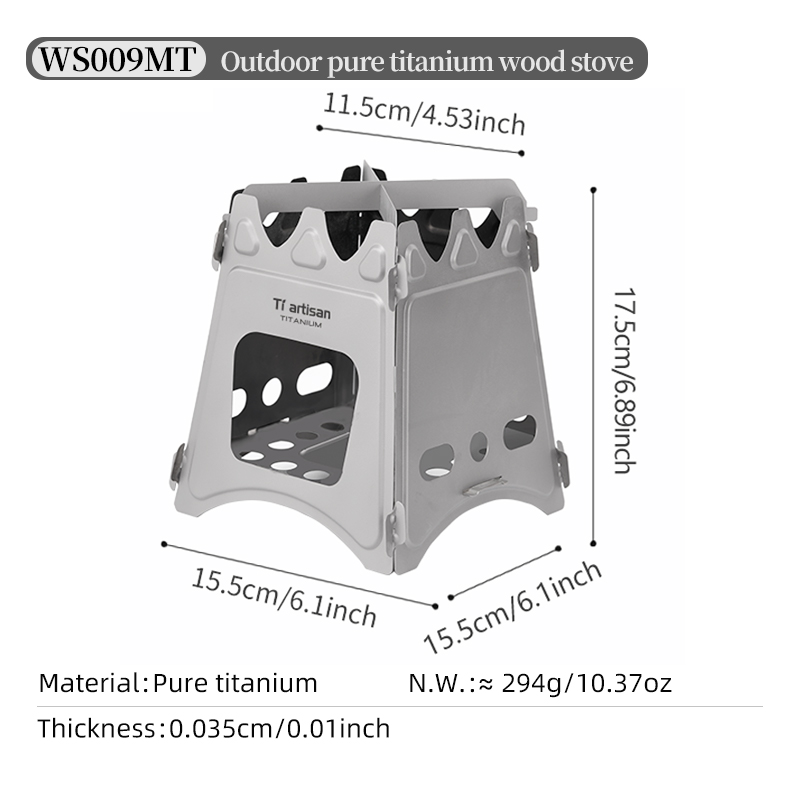 Titanium Camping Stove Portable Wood Burner Ultralight Foldable Backpacking Gear 7