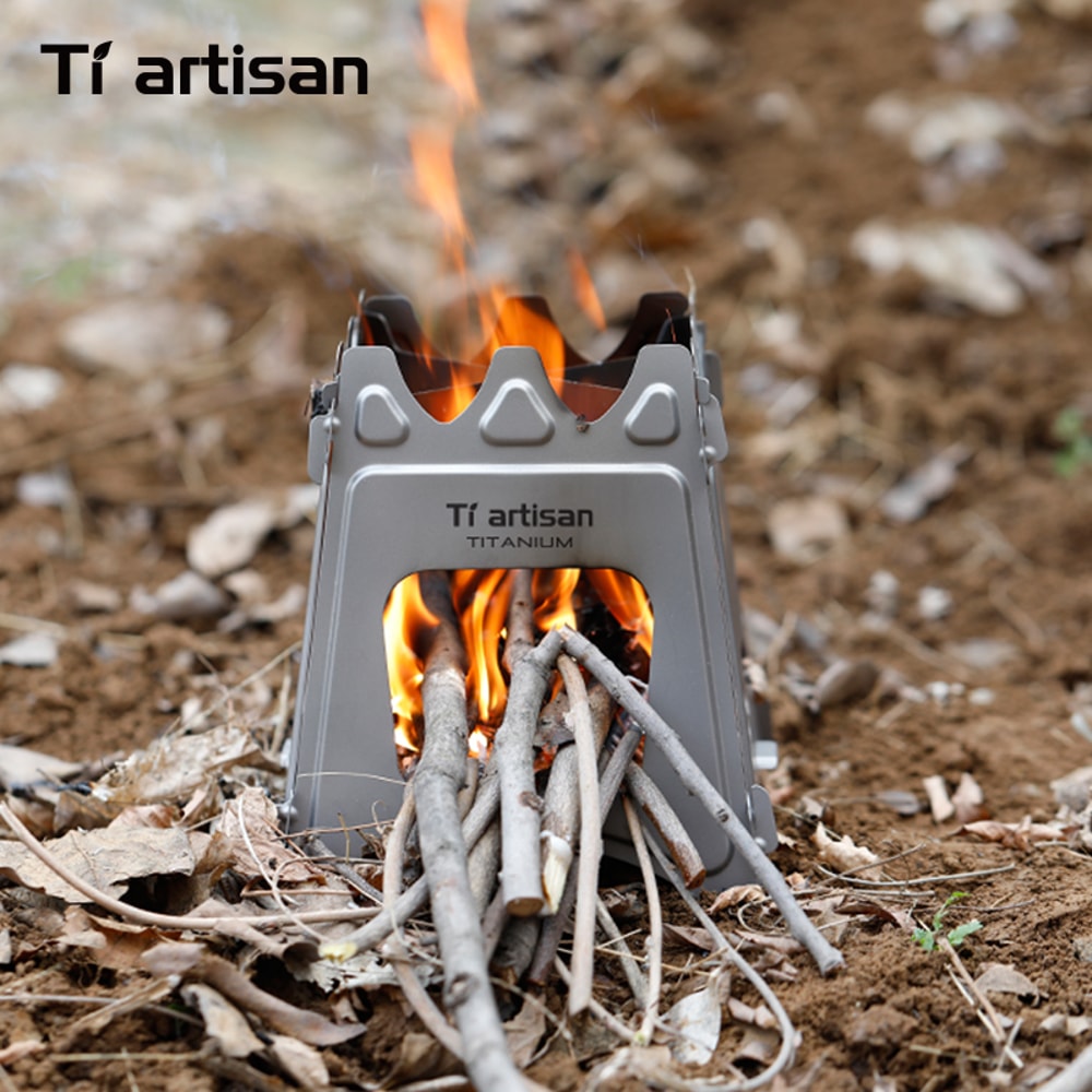 Lightweight titanium camping stove Foldable portable wood burner perfect for backpacking survival