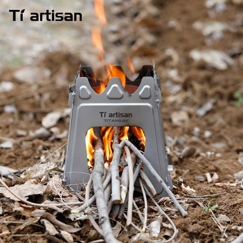 Lightweight titanium camping stove Foldable portable wood burner perfect for backpacking survival