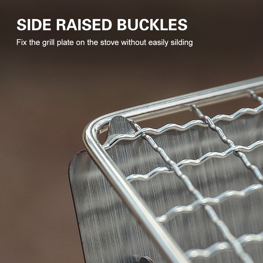 Portable Camping Stove with Grill Plate Folding Wood Burning Backpacking Cooking Stove