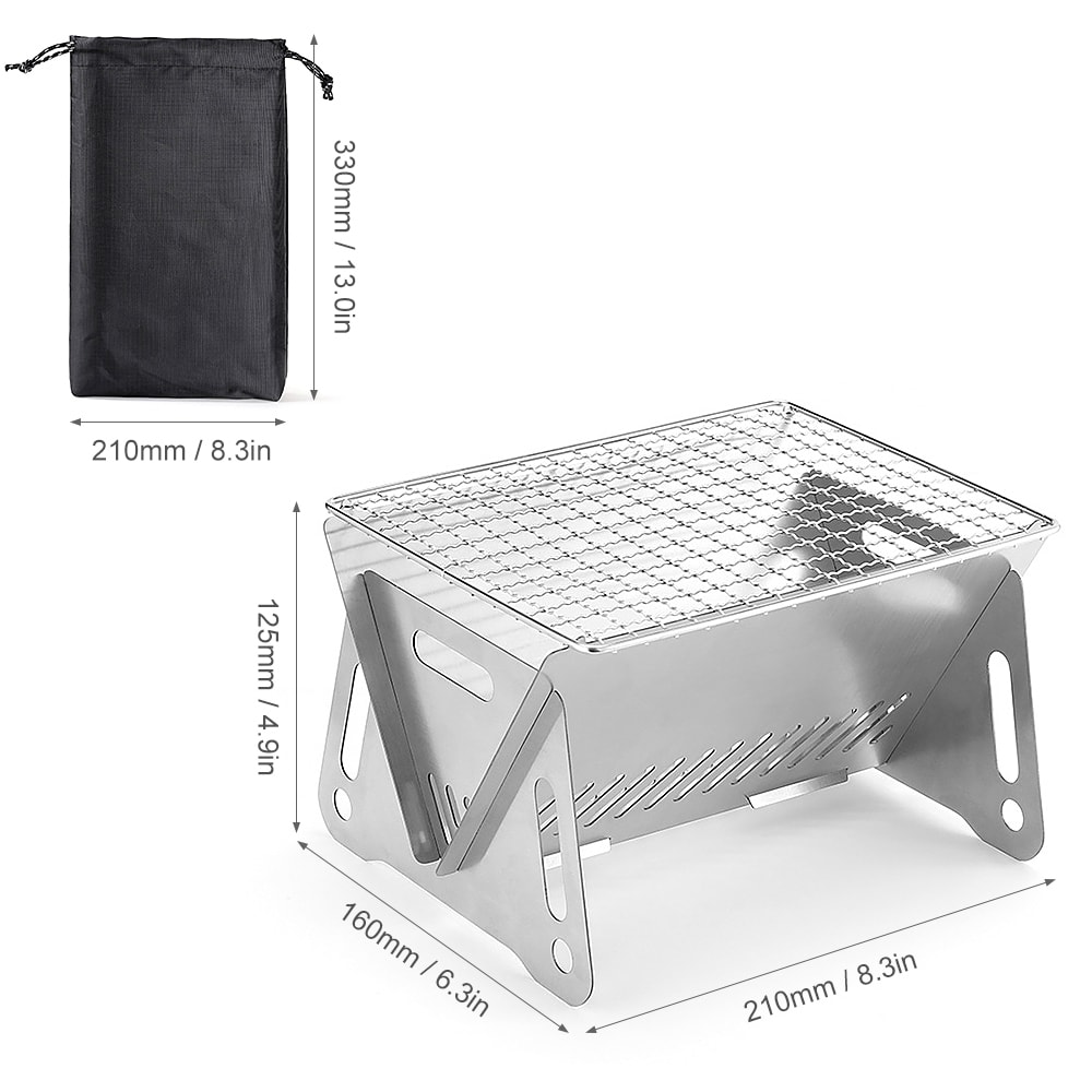 Portable Camping Stove with Grill Plate Folding Wood Burning Backpacking Cooking Stove