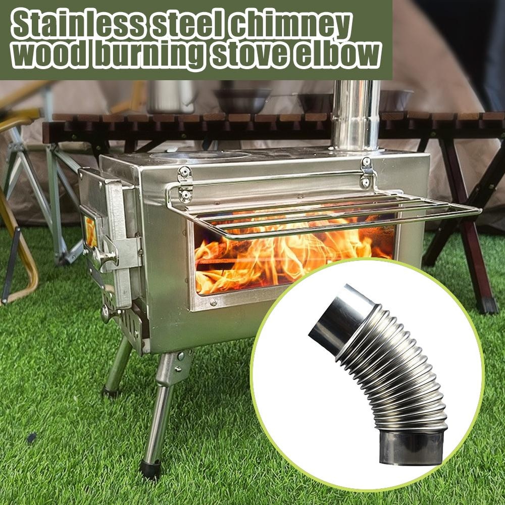 Camping Stove Pipe Elbow Durable Steel Wood Stove Flue Connector for Outdoor Chimneys