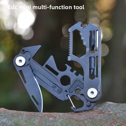 compact edc multi tool keychain with mini folding knife & bottle opener