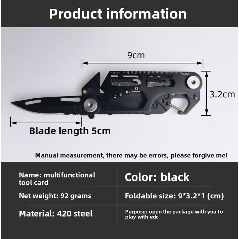 Compact EDC Multi Tool Keychain With Mini Folding Knife Bottle Opener 2