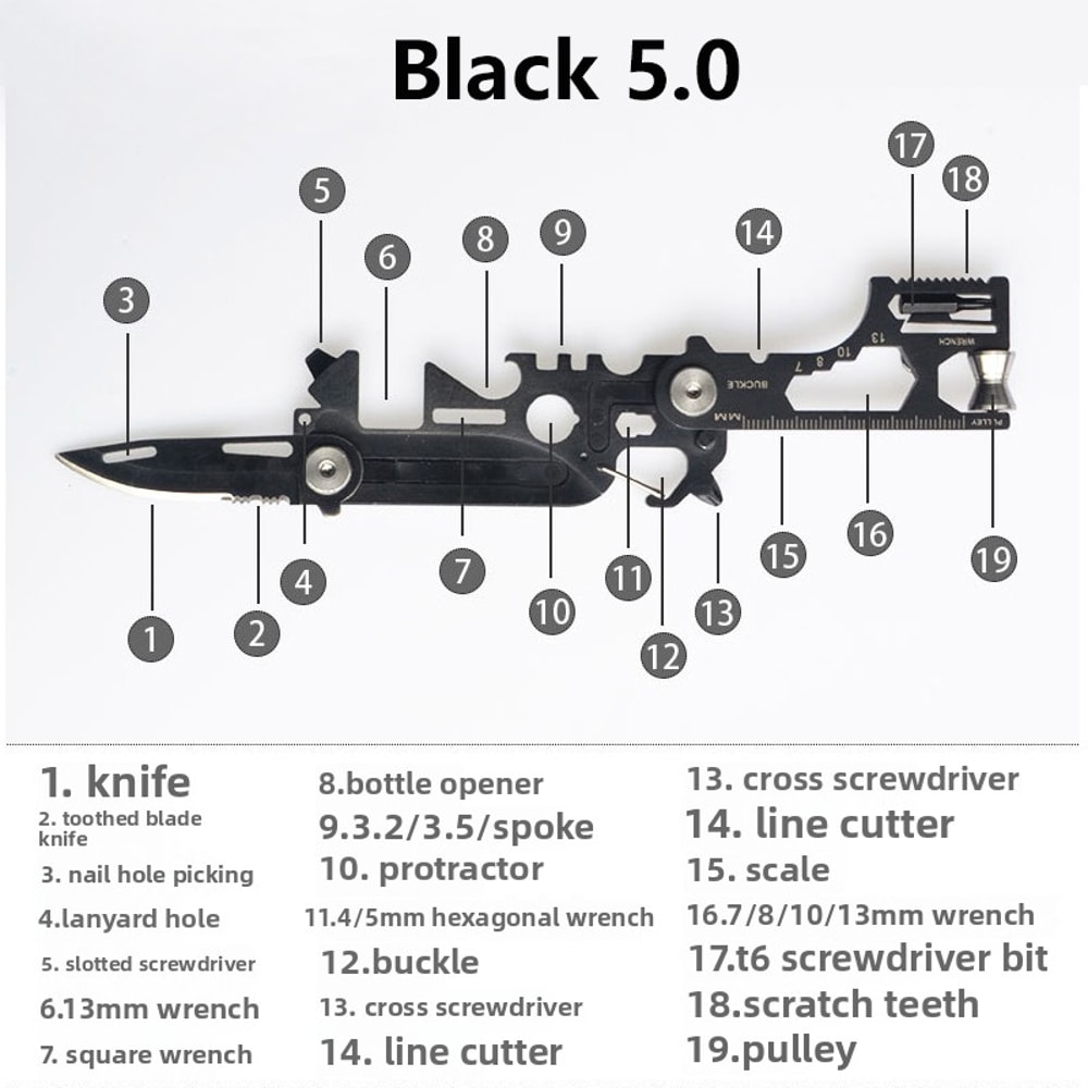 Compact EDC Multi Tool Keychain With Mini Folding Knife Bottle Opener 4