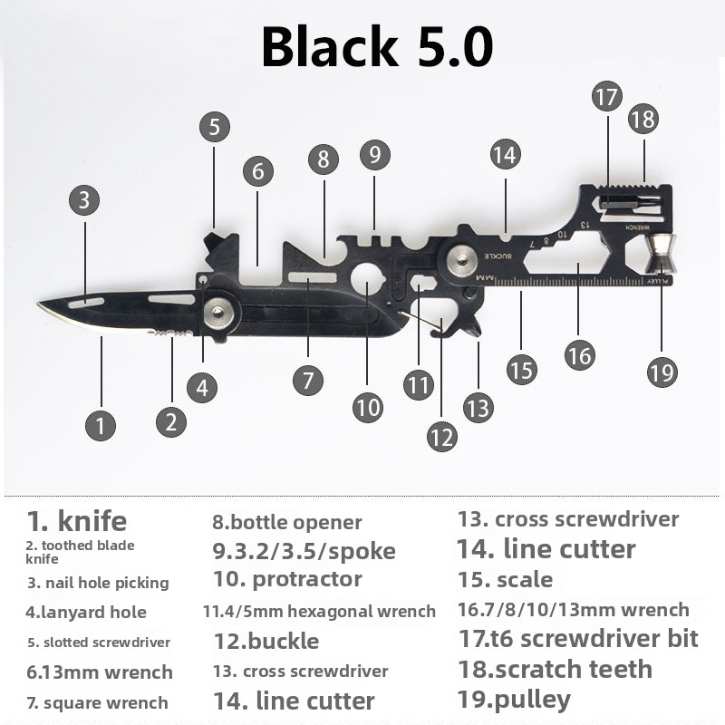 Compact EDC Multi Tool Keychain With Mini Folding Knife Bottle Opener 4