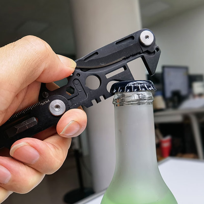 Compact EDC Multi Tool Keychain With Mini Folding Knife Bottle Opener 5