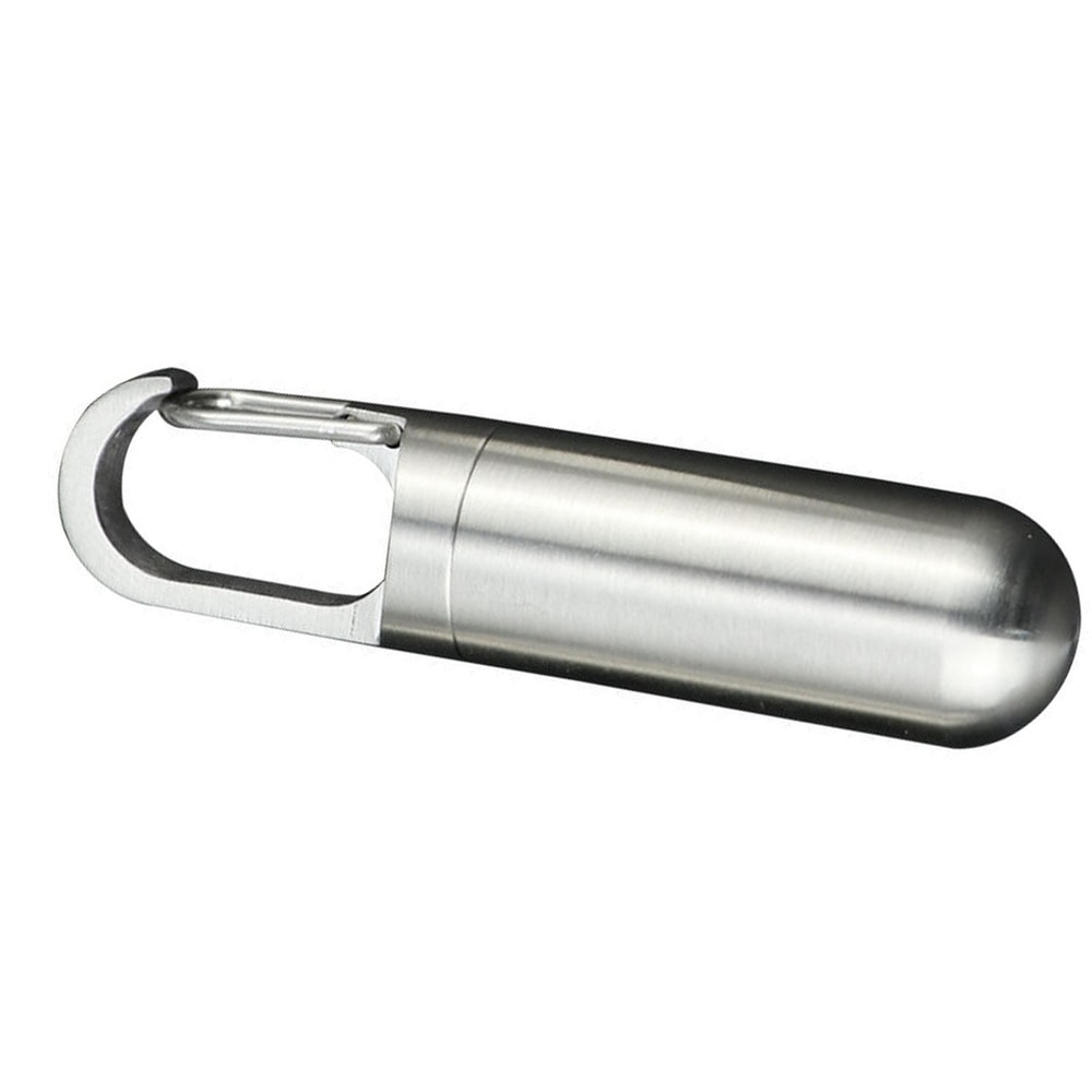 Portable Waterproof Pill Keychain Case Stainless Steel Medicine Capsule Holder 6
