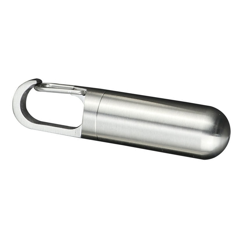 Portable Waterproof Pill Keychain Case Stainless Steel Medicine Capsule Holder 6