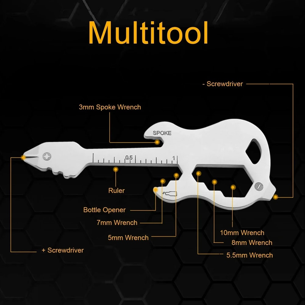Guitar Keychain Multitool Screwdriver Portable EDC multitool for Camping & Everyday Fixes